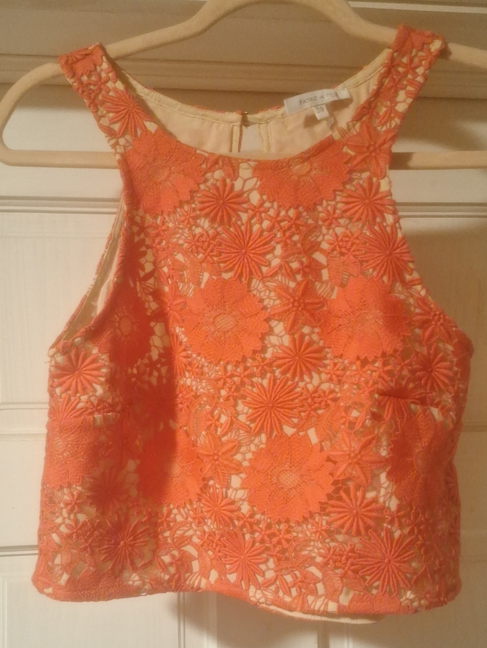PATRIZIA PEPE Orange Floral Lace Crop Top